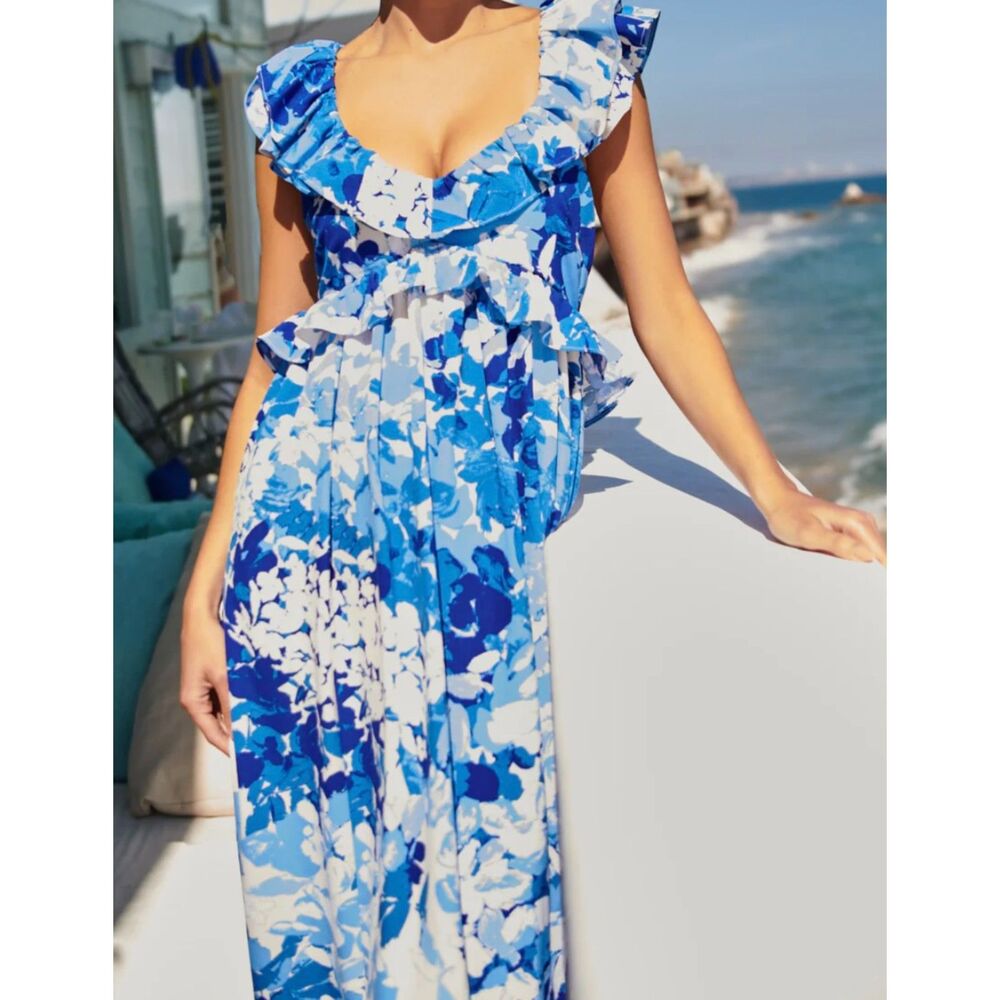 Sugar Lips Gypsum Berry Floral Tie Back Cutout Midi Dress